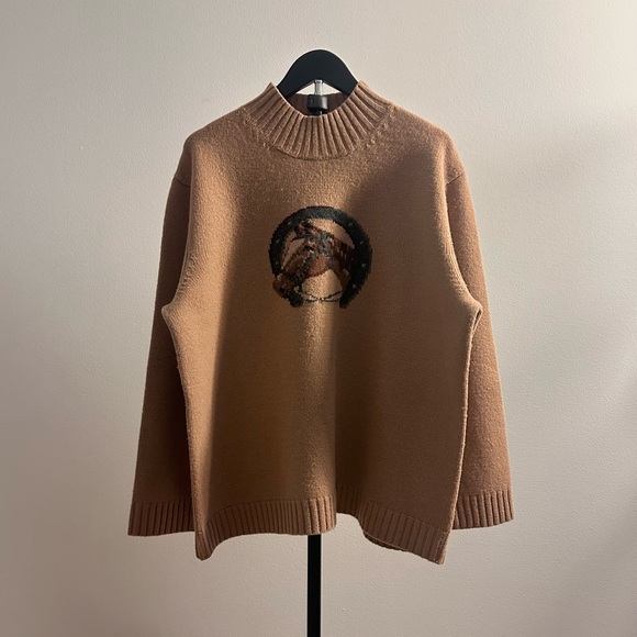 Ralph Lauren Sweaters - Vintage Lauren Ralph Lauren Tan Horse Intarsia Wool Turtleneck Sweater Size 2X